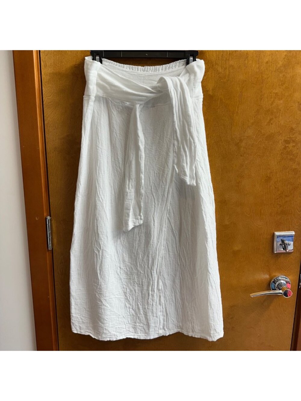 Lands Down Under White Cotton Gauze Midi Wrap Style Skirt Womens M Boho Italy
